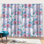White Fairy Rose Unicorn Pattern Print Pencil Pleat Curtains