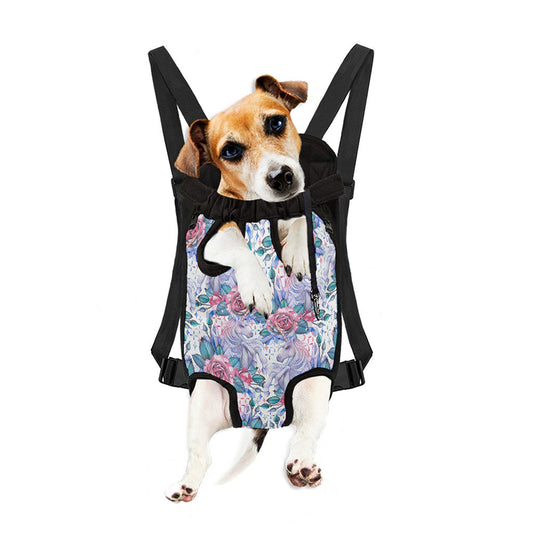 White Fairy Rose Unicorn Pattern Print Pet Carrier Backpack