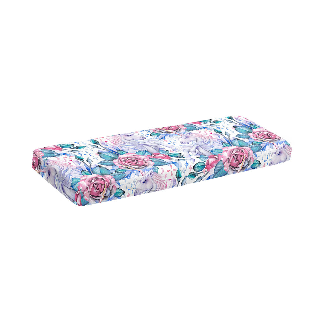 White Fairy Rose Unicorn Pattern Print Piano Keyboard Cover