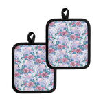 White Fairy Rose Unicorn Pattern Print Pot Holders