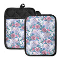 White Fairy Rose Unicorn Pattern Print Pot Holders With Pocket