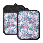 White Fairy Rose Unicorn Pattern Print Pot Holders With Pocket