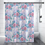 White Fairy Rose Unicorn Pattern Print Premium Shower Curtain