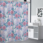 White Fairy Rose Unicorn Pattern Print Premium Shower Curtain