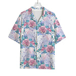 White Fairy Rose Unicorn Pattern Print Rayon Hawaiian Shirt