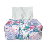 White Fairy Rose Unicorn Pattern Print Rectangle Tissue Box Cover
