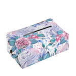 White Fairy Rose Unicorn Pattern Print Rectangle Tissue Box Cover