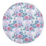 White Fairy Rose Unicorn Pattern Print Round Blanket