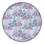 White Fairy Rose Unicorn Pattern Print Round Floor Mat