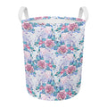 White Fairy Rose Unicorn Pattern Print Round Laundry Basket