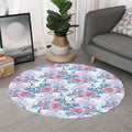 White Fairy Rose Unicorn Pattern Print Round Rug