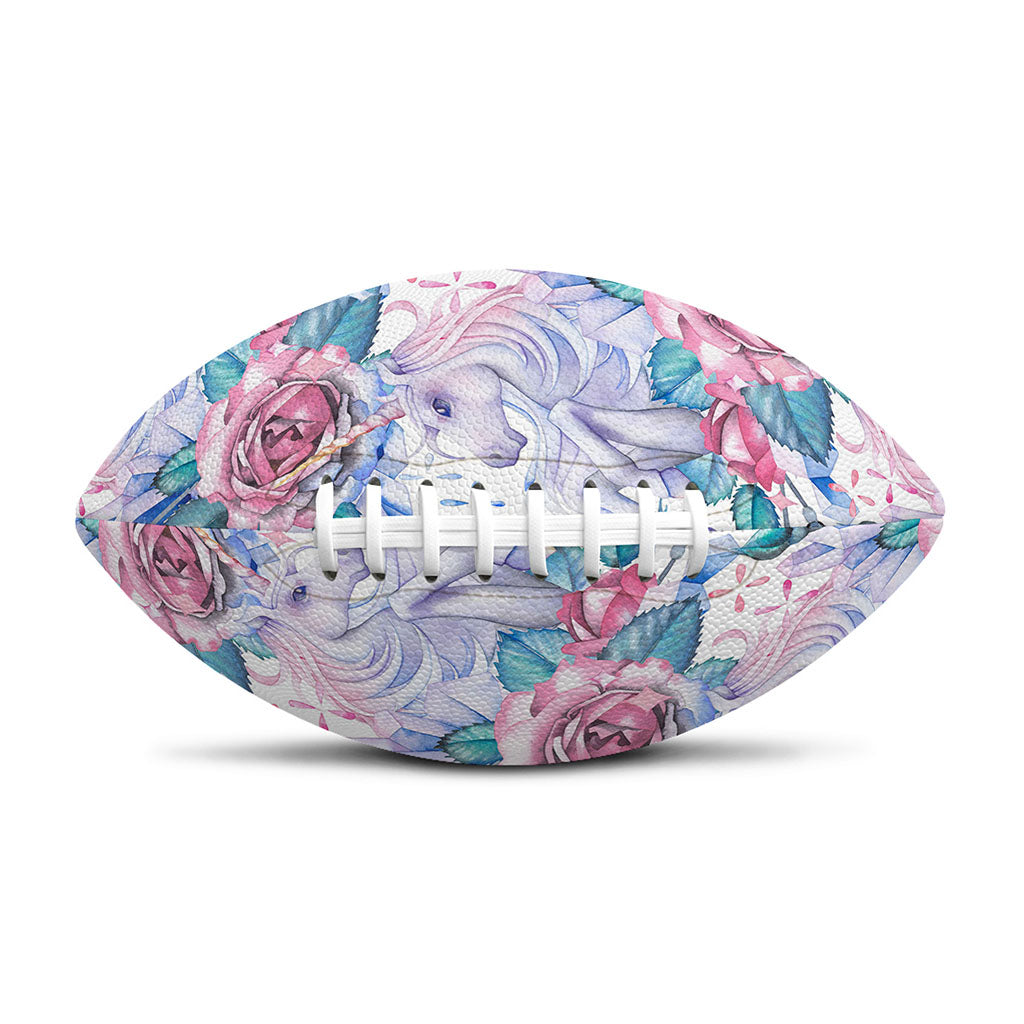 White Fairy Rose Unicorn Pattern Print Rugby Ball