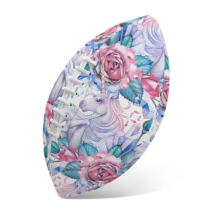 White Fairy Rose Unicorn Pattern Print Rugby Ball