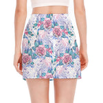 White Fairy Rose Unicorn Pattern Print Side Slit Mini Skirt
