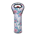 White Fairy Rose Unicorn Pattern Print Single Neoprene Wine Tote