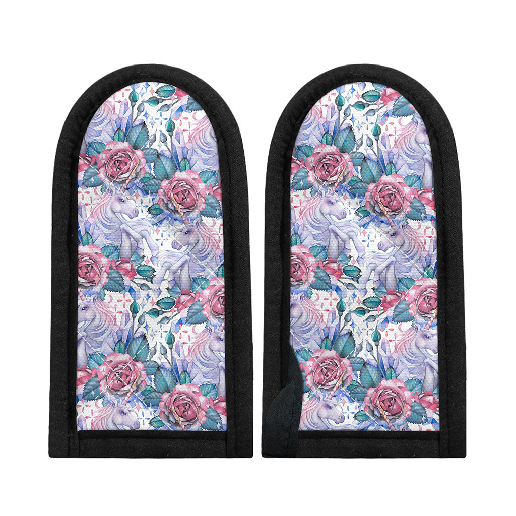 White Fairy Rose Unicorn Pattern Print Skillet Handle Cover