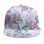 White Fairy Rose Unicorn Pattern Print Snapback Cap