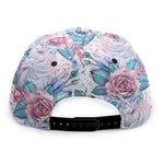 White Fairy Rose Unicorn Pattern Print Snapback Cap
