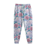 White Fairy Rose Unicorn Pattern Print Sweatpants