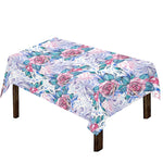 White Fairy Rose Unicorn Pattern Print Tablecloth