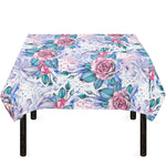 White Fairy Rose Unicorn Pattern Print Tablecloth