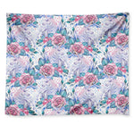 White Fairy Rose Unicorn Pattern Print Tapestry