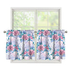 White Fairy Rose Unicorn Pattern Print Tier Curtains