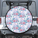 White Fairy Rose Unicorn Pattern Print Tire Cover
