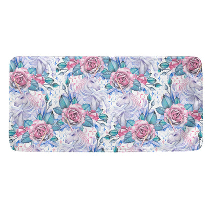 White Fairy Rose Unicorn Pattern Print Towel