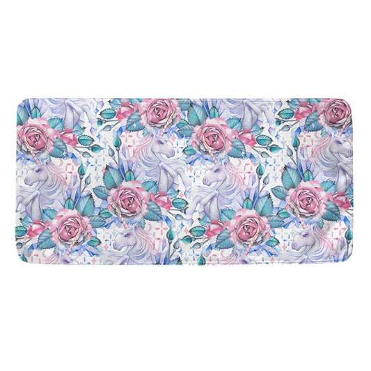 White Fairy Rose Unicorn Pattern Print Towel