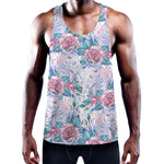 White Fairy Rose Unicorn Pattern Print Training Tank Top