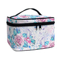 White Fairy Rose Unicorn Pattern Print Travel Makeup Bag