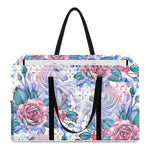 White Fairy Rose Unicorn Pattern Print Utility Tote Bag