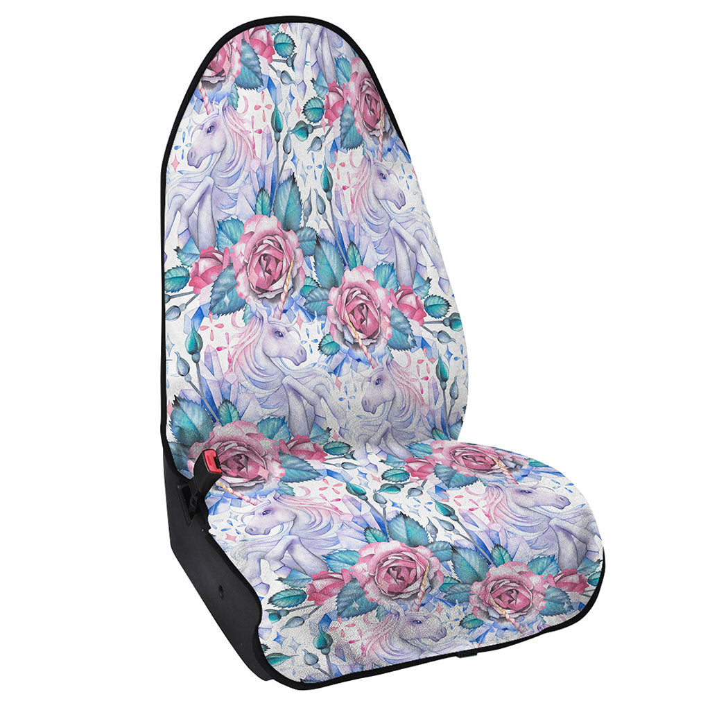 White Fairy Rose Unicorn Pattern Print Waterproof Car Seat Cover