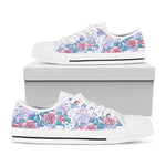 White Fairy Rose Unicorn Pattern Print White Low Top Sneakers