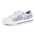 White Fairy Rose Unicorn Pattern Print White Low Top Sneakers
