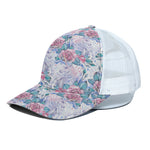 White Fairy Rose Unicorn Pattern Print White Mesh Trucker Cap