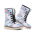 White Fairy Rose Unicorn Pattern Print Winter Boots