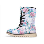 White Fairy Rose Unicorn Pattern Print Winter Boots