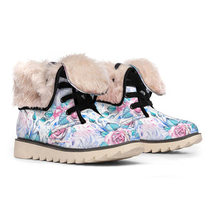 White Fairy Rose Unicorn Pattern Print Winter Boots