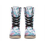 White Fairy Rose Unicorn Pattern Print Winter Boots