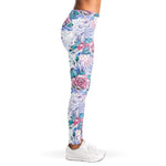 White Fairy Rose Unicorn Pattern Print Women's Leggings