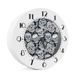 White Floral Sugar Skull Pattern Print Alarm Clock
