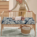 White Floral Sugar Skull Pattern Print Baby Crib Sheet