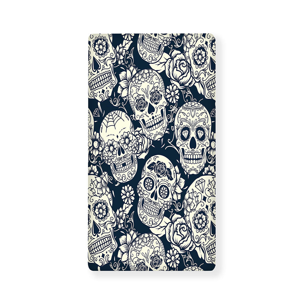 White Floral Sugar Skull Pattern Print Baby Crib Sheet