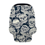 White Floral Sugar Skull Pattern Print Baby Seat Cover