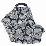 White Floral Sugar Skull Pattern Print Baby Seat Cover