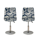 White Floral Sugar Skull Pattern Print Bar Stool Covers