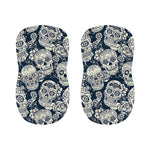 White Floral Sugar Skull Pattern Print Bar Stool Covers