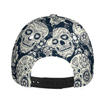 White Floral Sugar Skull Pattern Print Baseball Cap